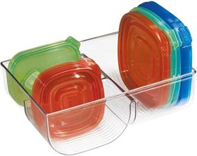 img 4 attached to mDesign Clear Plastic Food Storage Container Lid Holder - 3-Compartment Organizer Bin for Kitchen Cabinets, Cupboards, Pantry Shelves