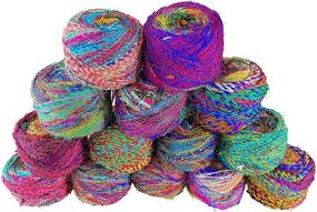 img 1 attached to 🌈 Revolution Fibers Recycled Sari Silk Yarn: Vibrant Rainbow Yarn for Knitting, Weaving & Crocheting – Multi-Color Pure Silk Yarn, Made from Handspun Used Sari Fabric Ribbon Scraps – 100 Grams per Ball (1-Pack)