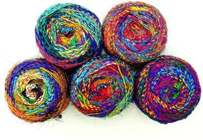 img 3 attached to 🌈 Revolution Fibers Recycled Sari Silk Yarn: Vibrant Rainbow Yarn for Knitting, Weaving & Crocheting – Multi-Color Pure Silk Yarn, Made from Handspun Used Sari Fabric Ribbon Scraps – 100 Grams per Ball (1-Pack)