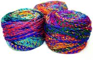 🌈 revolution fibers recycled sari silk yarn: vibrant rainbow yarn for knitting, weaving & crocheting – multi-color pure silk yarn, made from handspun used sari fabric ribbon scraps – 100 grams per ball (1-pack) logo