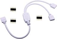 🔌 tronicspros 4 pin led splitter cable - rgb led strip connector y splitter for one to two smd 5050 3528 2835 rgb led tape light led ribbon - 30cm/12inch long (1-to-2 splitter, white, 1pc) logo