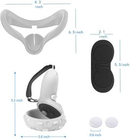 img 1 attached to 🎮 Enhance Oculus Quest 2 Experience with 6Pcs Touch Controller Grip Cover, Adjustable Wrist Knuckle Strap, VR Lens Protect Cover, Sweatproof Silicone Eye Mask (White)