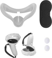 🎮 enhance oculus quest 2 experience with 6pcs touch controller grip cover, adjustable wrist knuckle strap, vr lens protect cover, sweatproof silicone eye mask (white) logo