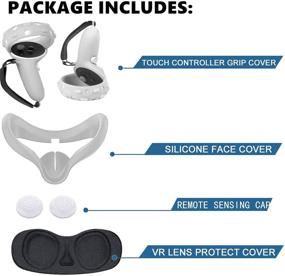 img 3 attached to 🎮 Enhance Oculus Quest 2 Experience with 6Pcs Touch Controller Grip Cover, Adjustable Wrist Knuckle Strap, VR Lens Protect Cover, Sweatproof Silicone Eye Mask (White)