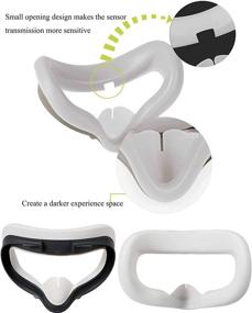 img 2 attached to 🎮 Enhance Oculus Quest 2 Experience with 6Pcs Touch Controller Grip Cover, Adjustable Wrist Knuckle Strap, VR Lens Protect Cover, Sweatproof Silicone Eye Mask (White)