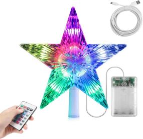 img 4 attached to 🌟 Willcrew Christmas Tree Topper with Remote Control Timer: 9 inch Waterproof Star Lights for Xmas Holiday Décor, Battery Operated LED Treetop Star Gift