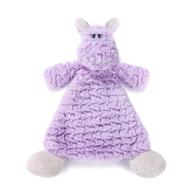 lavender children's plush rattle blanket - harlow hippo logo