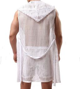 img 4 attached to 👕 Translucent Hooded Sleeveless Bathrobes for Men - Sleepwear, Clothing, and Lounge