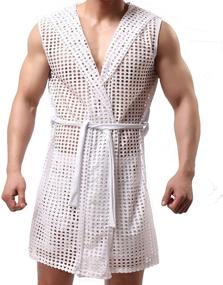 img 2 attached to 👕 Translucent Hooded Sleeveless Bathrobes for Men - Sleepwear, Clothing, and Lounge