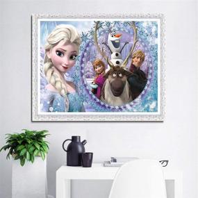 img 2 attached to 🎨 Набор для росписи с алмазами Elsa Princess 5D DIY для украшения стены - полное сверление кристальных стразов, рукоделие на холсте, 16"x12" - идеально подходит для взрослых и детей