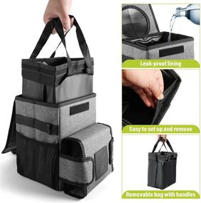 img 1 attached to 🚗 Efficiently Organize Your Car with MYBESTFURN Car Trash Bag - Foldable, Leakproof, and Multi-Pocketed Grey Car Trash Can with Adjustable Tissue Holder & Straps (8L)