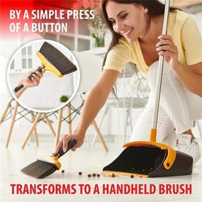 img 1 attached to 🧹 Ultimate Kitchen Broom and Dustpan Set - Long Handle Combo for Effortless Floor Cleaning - Standing Dustpan with Rotating Head - Ideal for Home and Lobby Use (Black)