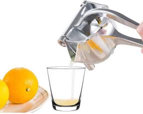 img 1 attached to Premium Stainless Steel Manual Juicer - Heavy Duty Fruit Hand Squeezer for Lemon Orange - Citrus Extractor and Manual Juicer - Silver Alloy