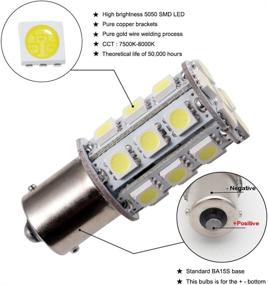 img 1 attached to 💡 2 Упаковки - GRV Ba15s 1156 1141 Яркая LED лампа для автомобиля или дома, Холодный белый свет, 24-5050SMD, постоянный ток 12V.