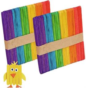 img 2 attached to 🌈 100 Pack of 6 Inch Wooden Craft Sticks in Vibrant Colors - Ideal for Children's Art Projects