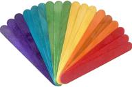 🌈 100 pack of 6 inch wooden craft sticks in vibrant colors - ideal for children's art projects logo