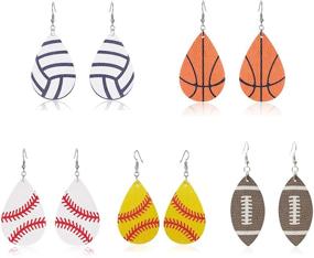 img 4 attached to Football Earrings Teardrop Basketball Baseball