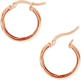 img 3 attached to 👂 Ritastephens 14k Gold Wide Shiny Polished Huggies Hoop Earrings 6x13.5 Mm (Yellow, White, Pink)