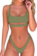 byoaou women's sexy bikini: stunning scoop neck straps cutout crop top with cheeky bottom two-piece swimsuits logo