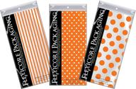 🎁 flexicore packaging orange pin stripe & polka dot gift wrap tissue paper - 15" x 20" (30 sheets) diy craft, art, wrapping, decorations logo