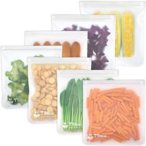 img 4 attached to 👜 7-Pack BPA-Free Reusable Food Storage Bags - Leak-Proof Reusable Sandwich, Freezer, and Snack Bags for Meat, Vegetables, Fruits - Extra Thick and Durable - Perfect Lunch Bag Alternative (7-Pack - Gallon Size)