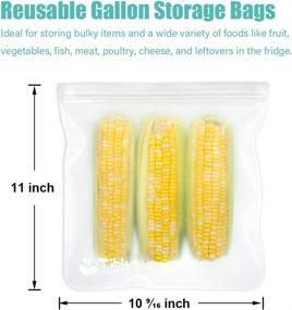 img 2 attached to 👜 7-Pack BPA-Free Reusable Food Storage Bags - Leak-Proof Reusable Sandwich, Freezer, and Snack Bags for Meat, Vegetables, Fruits - Extra Thick and Durable - Perfect Lunch Bag Alternative (7-Pack - Gallon Size)