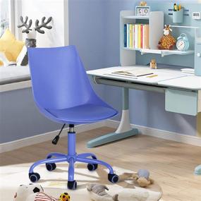 img 2 attached to 🪑 Ergonomic Purple PU Leather Computer Chair Home Office Desk Chair- Wheel Casters, Height Adjustable, Swivel - Fashionable and Functional Task Chair