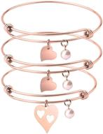 exquisite rose gold mother daughter heart cutout necklace bracelet set with elegant pearl accents logo