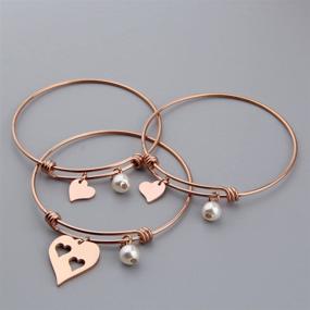 img 2 attached to Exquisite Rose Gold Mother Daughter Heart Cutout Necklace Bracelet Set with Elegant Pearl Accents