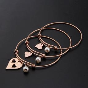 img 1 attached to Exquisite Rose Gold Mother Daughter Heart Cutout Necklace Bracelet Set with Elegant Pearl Accents