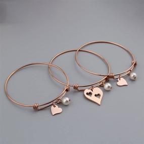 img 3 attached to Exquisite Rose Gold Mother Daughter Heart Cutout Necklace Bracelet Set with Elegant Pearl Accents