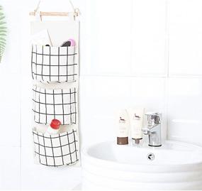 img 3 attached to 👜 HomRing Hanging Storage Bag - Wall Mounted 3 Bags Nursery Storage Bag Over The Door Storage Pockets - Fabric Wall Door Closet Hanging Storage Bag Organizer - 2 Packs