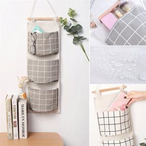 img 1 attached to 👜 HomRing Hanging Storage Bag - Wall Mounted 3 Bags Nursery Storage Bag Over The Door Storage Pockets - Fabric Wall Door Closet Hanging Storage Bag Organizer - 2 Packs