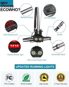 img 2 attached to 🏃 ECOWHO Rechargeable LED Chest Night Running Light: Waterproof, Adjustable Beam, Safety Back Warning