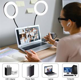 img 3 attached to 🔆 UPXDUMI Dual Ring Light for Laptop and Computer: Flexible Arm Desk Circle Light for Enhanced Video Conferencing, Zoom Meetings, Streaming, and More