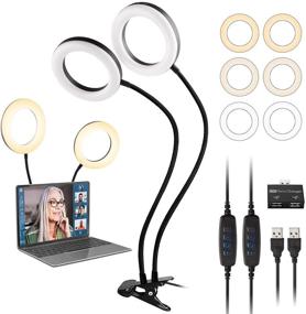 img 4 attached to 🔆 UPXDUMI Dual Ring Light for Laptop and Computer: Flexible Arm Desk Circle Light for Enhanced Video Conferencing, Zoom Meetings, Streaming, and More
