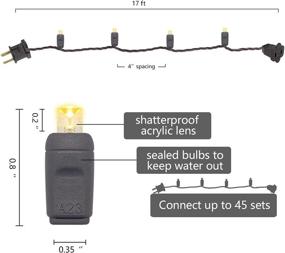 img 2 attached to 🎄 UL Certified LED Christmas String Lights: 17ft, 50 Count, 5MM Wide Angle, Brown Wire, Connectable Set - Perfect for Patio, Garden, Wedding & Holidays (Warm White)