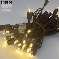 🎄 ul certified led christmas string lights: 17ft, 50 count, 5mm wide angle, brown wire, connectable set - perfect for patio, garden, wedding & holidays (warm white) логотип