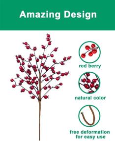 img 2 attached to 🎄 Artificial Red Berry Picks Set of 4 - Christmas Frost Berries Branches, Tree Decor, Winter Holiday Home Decoration