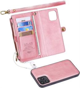 img 1 attached to 📱 MInCYB Case for iPhone 12 Pro Max: Leather Zipper Wallet Cover with Wristlet Strap