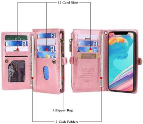 img 2 attached to 📱 MInCYB Case for iPhone 12 Pro Max: Leather Zipper Wallet Cover with Wristlet Strap