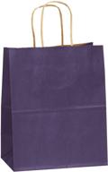 50-pack of 8x4.75x10 inches purple kraft paper bags - flexicore packaging for shopping, merchandise, parties, and gifting logo