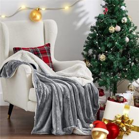 img 2 attached to Warm and Cozy Bedsure Sherpa Fleece Blanket Twin Size - Grey Soft Twin Blanket for Bed, 60x80 Inches