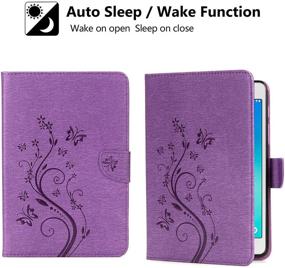img 2 attached to 🦋 Dteck Slim PU Leather Wallet Case for Samsung Galaxy Tab A (8.0 Inch, 2015 Release) - Cute Butterfly Cover with Stylus Pen (Purple)