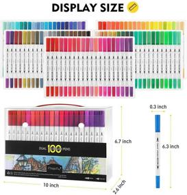 img 1 attached to 🎨 Magicfly 100 Dual Tip Brush Pens - Water Coloring Markers with Fine Tip 0.4 and Highlighters Brush Markers (1mm-2mm) - Water Based Markers for Adult Coloring Book, Calligraphy, Manga, Bullet Journal - Enhanced for SEO