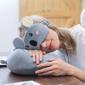 img 1 attached to 🐨 Koala Memory Foam Animal Travel Pillow with Cute Eye Mask - Comfortable Neck Support for Airplane, Car, Train, Bus and Home Use