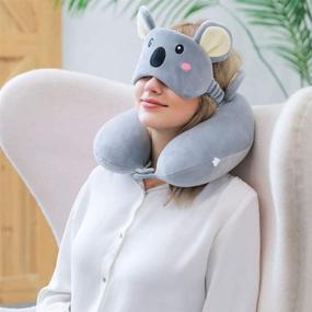 img 2 attached to 🐨 Koala Memory Foam Animal Travel Pillow with Cute Eye Mask - Comfortable Neck Support for Airplane, Car, Train, Bus and Home Use
