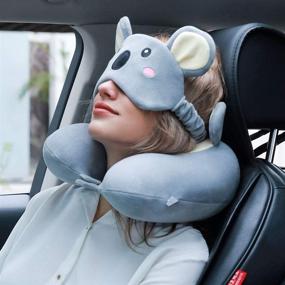 img 3 attached to 🐨 Koala Memory Foam Animal Travel Pillow with Cute Eye Mask - Comfortable Neck Support for Airplane, Car, Train, Bus and Home Use