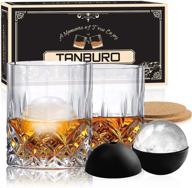 🥃 gift boxed whiskey glasses set of 2 with ice ball mold, coasters, and classic old fashioned crystal scotch bourbon glasses - ideal for men, dad, husband, boyfriend - perfect for birthday, father's day logo