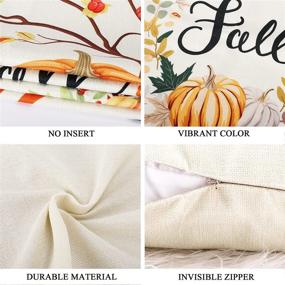 img 2 attached to 🍂 YGEOMER Fall Pillow Covers - Set of 4, 18x18 Inch Autumn Pumpkin Pillow Covers, Holiday Rustic Linen Pillow Case for Sofa Couch, Farmhouse Thanksgiving Fall Decorations Throw Pillow Covers